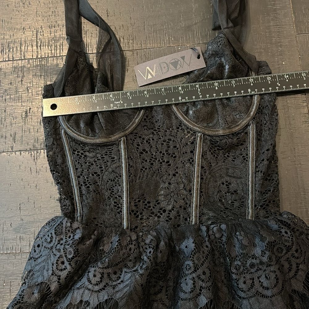 Doll’s Kill Widow NWT Wished Upon Lace Mini Ruffle Bustier Gothic Dress Small‍﻿﻿